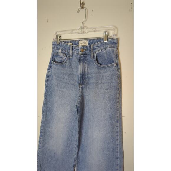 Retro Utility Streetwear High-rise Wide Straight Leg Raw Hem Jeans 6R - Picture 2 of 8